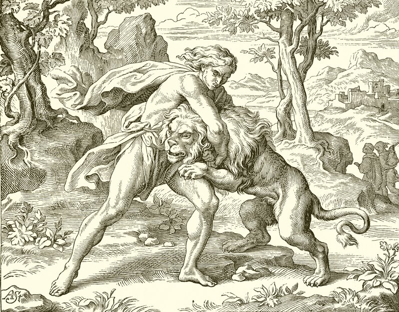 Samson i lew autorstwa English School