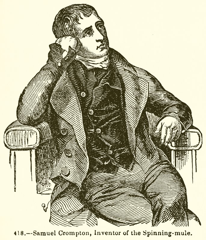 Samuel Crompton, wynalazca Spinning-Mule autorstwa English School