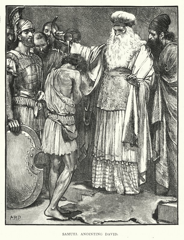 Samuel namaszcza Dawida (rycina) autorstwa English School