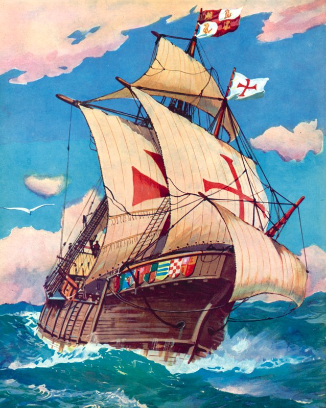 Santa Maria, Krzysztof Kolumb (kolor lito) autorstwa English School