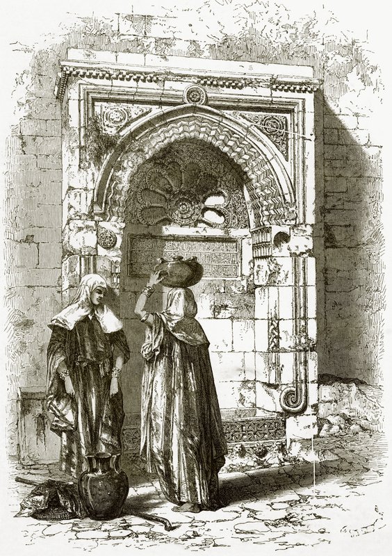 Fontanna saraceńska, w pobliżu domu rady, Jerozolima autorstwa English School
