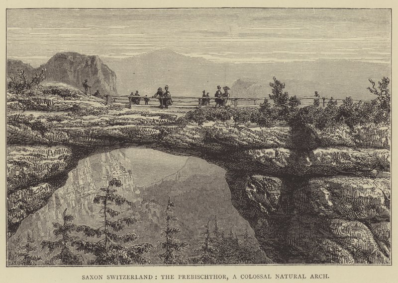 Szwajcaria Saksońska, Prebischthor, Kolosalny Łuk Naturalny (rycina) autorstwa English School