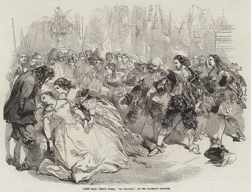 Scena z „La Traviata” w Teatrze Jej Królewskiej Mości autorstwa English School