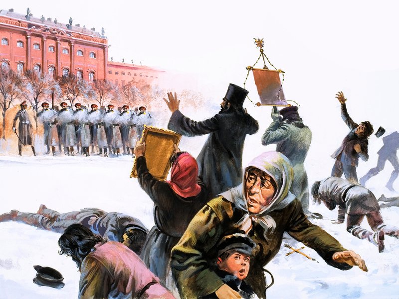 Scena z rewolucji rosyjskiej 1905 autorstwa English School
