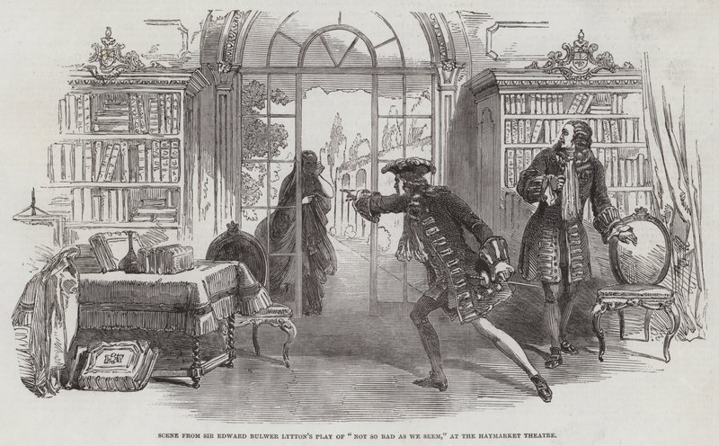 Scena ze sztuki „Nie tak źle, jak nam się wydaje” Sir Edwarda Bulwera Lyttona w teatrze Haymarket (rycina) autorstwa English School