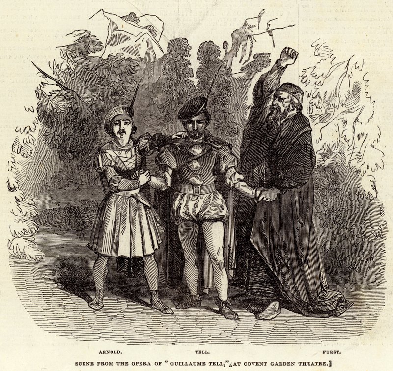 Scena z opery „Guillaume Tell” w Covent Garden Theatre (rycina) autorstwa English School