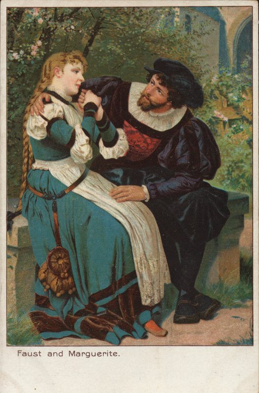 Scena z opery Faust francuskiego kompozytora Charlesa Gounoda (chromolitho) autorstwa English School
