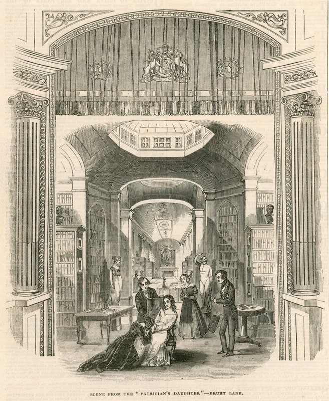 Scena ze sztuki The Patricians Daughter, Drury Lane Theatre, Londyn autorstwa English School