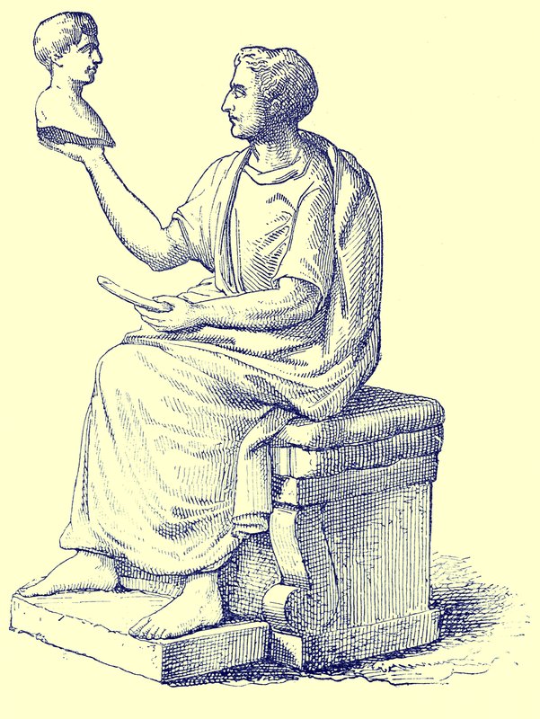 Rzeźbiarz, ilustracja z Historii Rzymu autorstwa Victora Duruy, opublikowana w 1884 r. (obraz ulepszony cyfrowo) autorstwa English School
