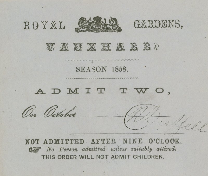 Bilet sezonowy, Vauxhall Gardens, Londyn autorstwa English School