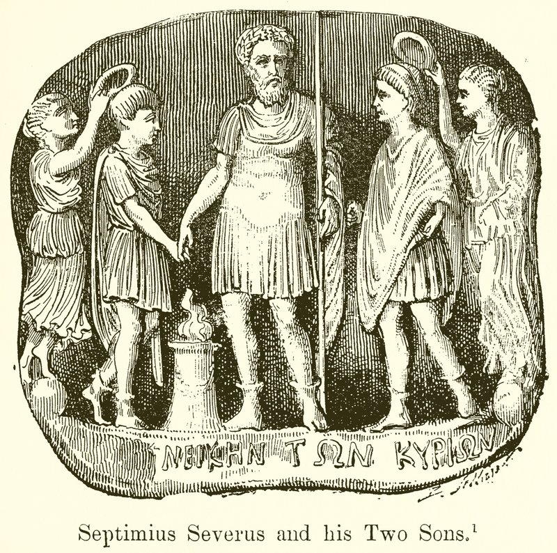 Septymiusz Sewer i jego dwaj synowie autorstwa English School