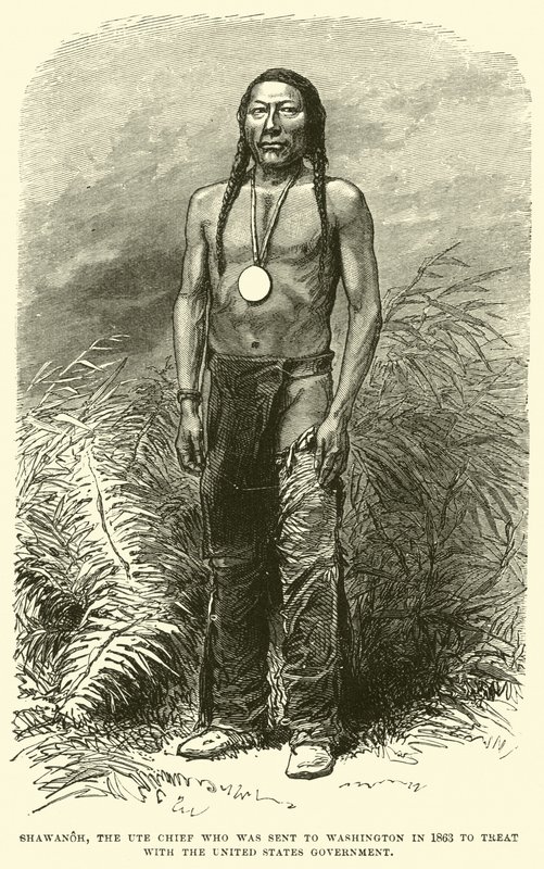 Shawanoh, wódz Ute, który został wysłany do Waszyngtonu w 1863 r., aby porozmawiać z rządem Stanów Zjednoczonych autorstwa English School