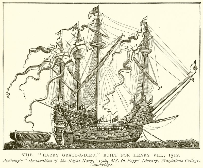 Statek, Harry Grace-a-Dieu, zbudowany dla Henryka VIII, 1512 autorstwa English School