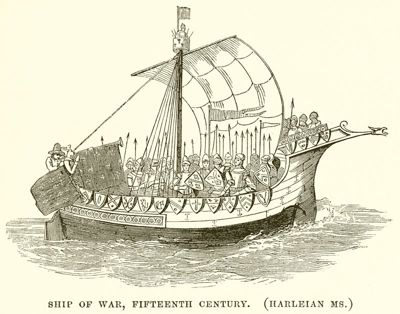 Statek wojenny, XV wiek. (Pani Arleowska) autorstwa English School