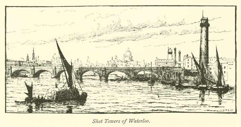 Strzelanie do wież Waterloo autorstwa English School