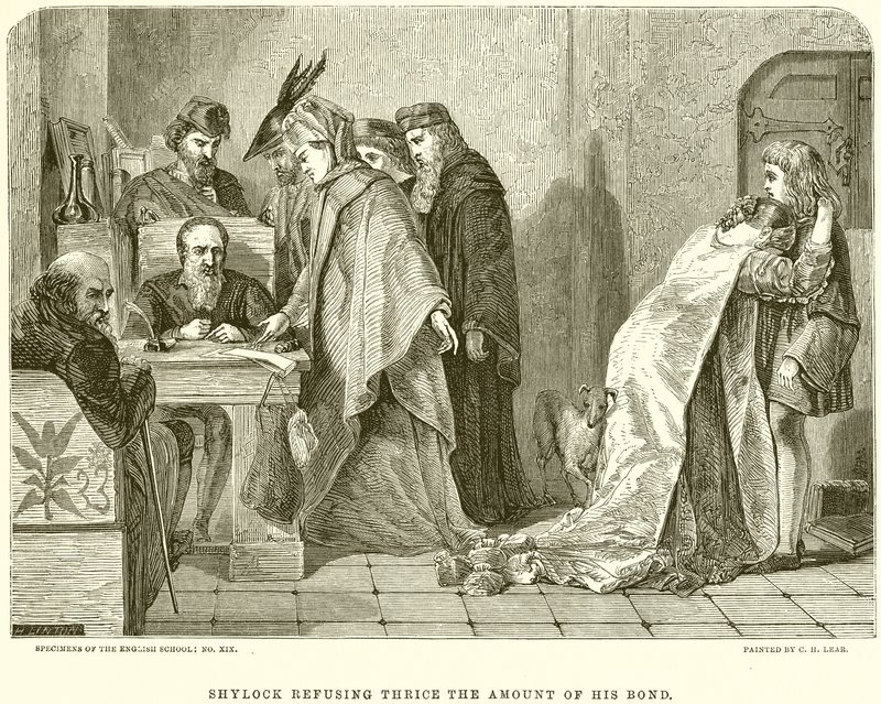 Shylock odmawia trzykrotnej wartości swojej więzi autorstwa English School