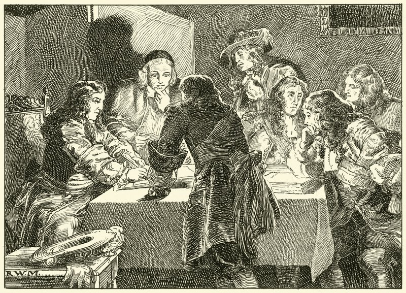 Podpisanie zaproszenia do Wilhelma Orańskiego (tusz na papierze) autorstwa English School