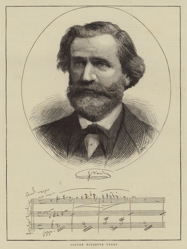 Signor Giuseppe Verdi (rycina) autorstwa English School