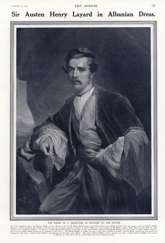 Sir Austen Henry Layard w albańskim stroju autorstwa English School