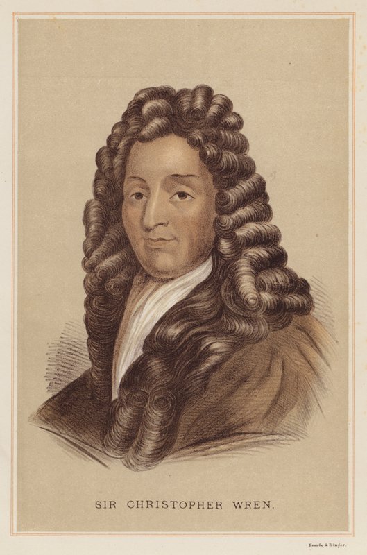 Sir Christopher Wren (kolor lito) autorstwa English School