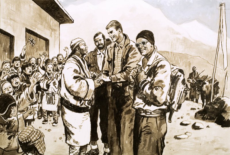 Sir Edmund Hillary ponownie odwiedza Nepal w 1963 r. autorstwa English School
