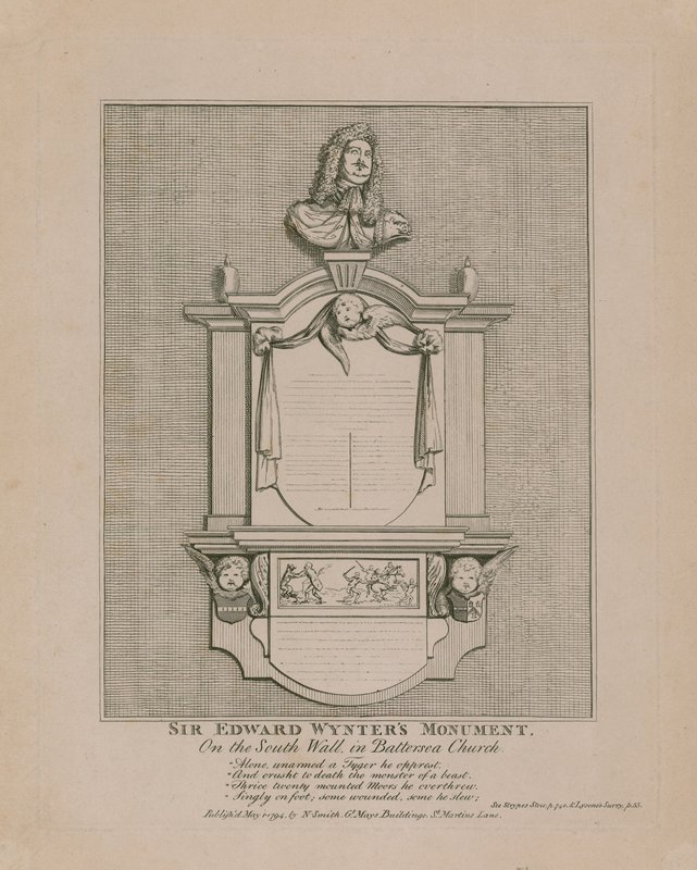 Pomnik Sir Edwarda Wyntersa na ścianie południowej w Battersea Church autorstwa English School