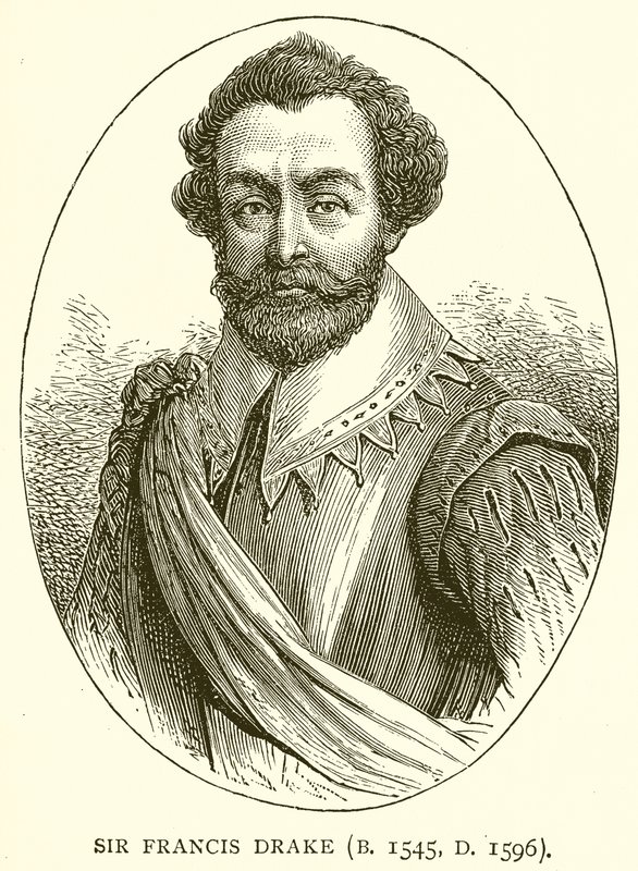 Sir Francis Drake (ur. 1545, ur. 1596) autorstwa English School