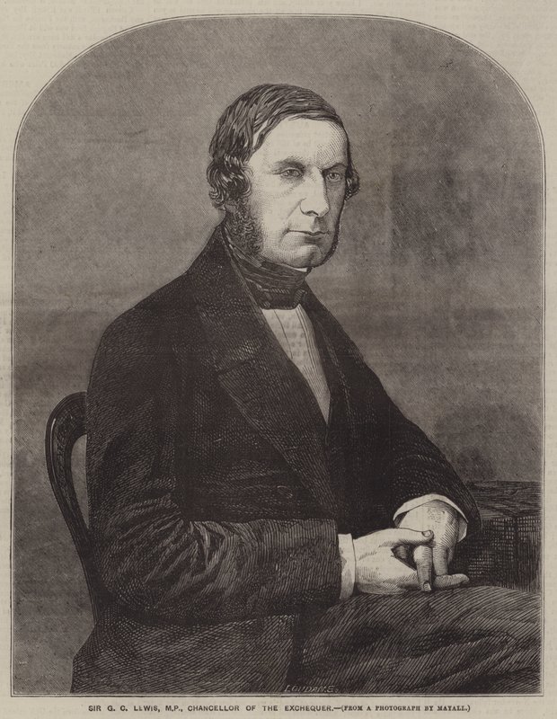 Sir G C Lewis, MP, kanclerz skarbu (grawerowanie) autorstwa English School