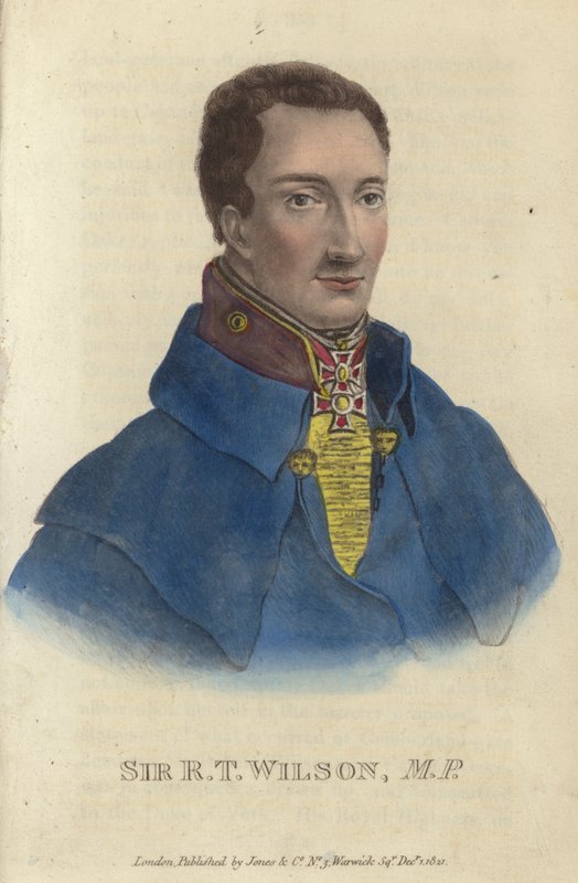 Sir Robert Thomas Wilson, brytyjski żołnierz i polityk (kolorowy grawerunek) autorstwa English School