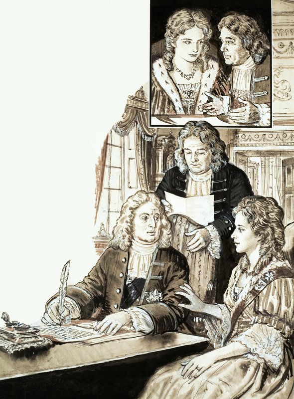 Sir Robert Walpole i król Jerzy II autorstwa English School