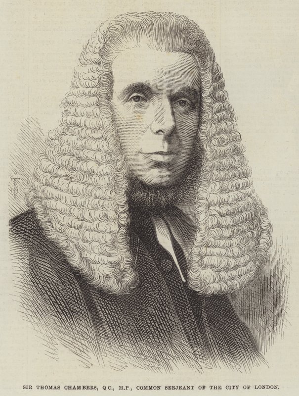 Sir Thomas Chambers, QC, MP, sierżant pospolity miasta Londynu (rycina) autorstwa English School