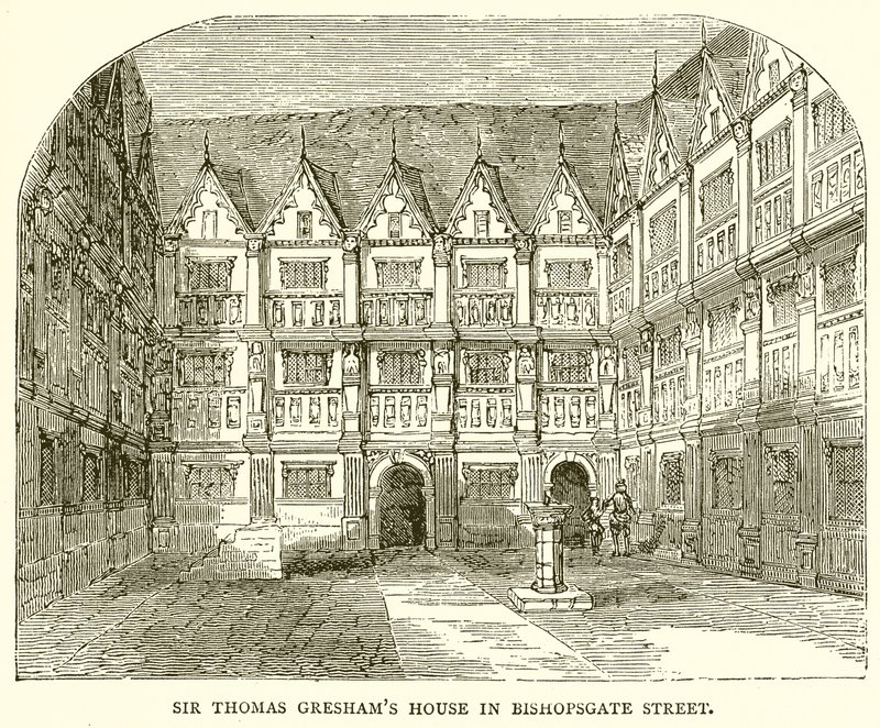 Dom Sir Thomasa Greshama przy ulicy Bishopsgate autorstwa English School