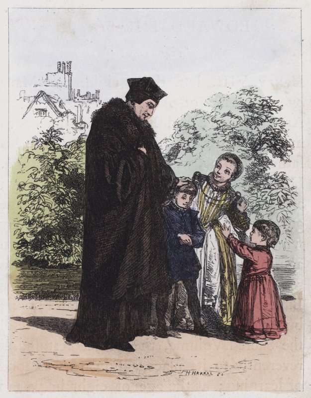 Sir Thomas More i jego dzieci (kolorowy grawerunek) autorstwa English School