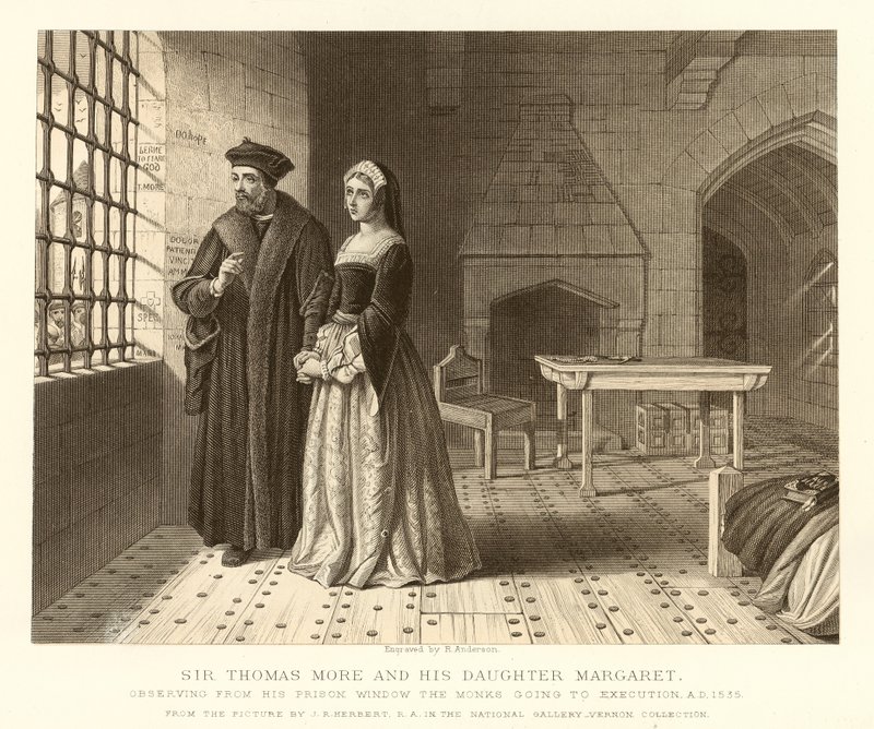 Sir Thomas More i jego córka Margaret autorstwa English School