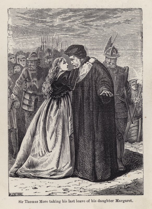 Sir Thomas More po raz ostatni rozstaje się ze swoją córką Margaret Roper (rycina) autorstwa English School
