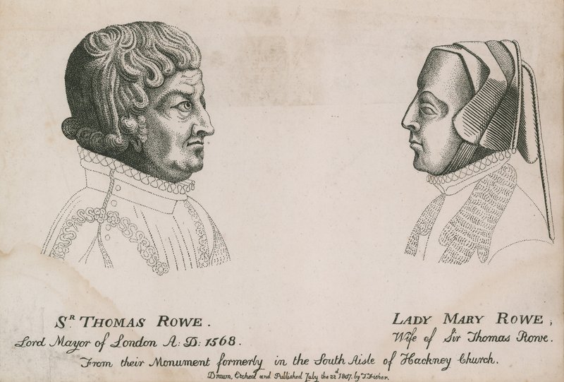 Sir Thomas Rowe, burmistrz Londynu 1568 i Lady Mary Rowe autorstwa English School
