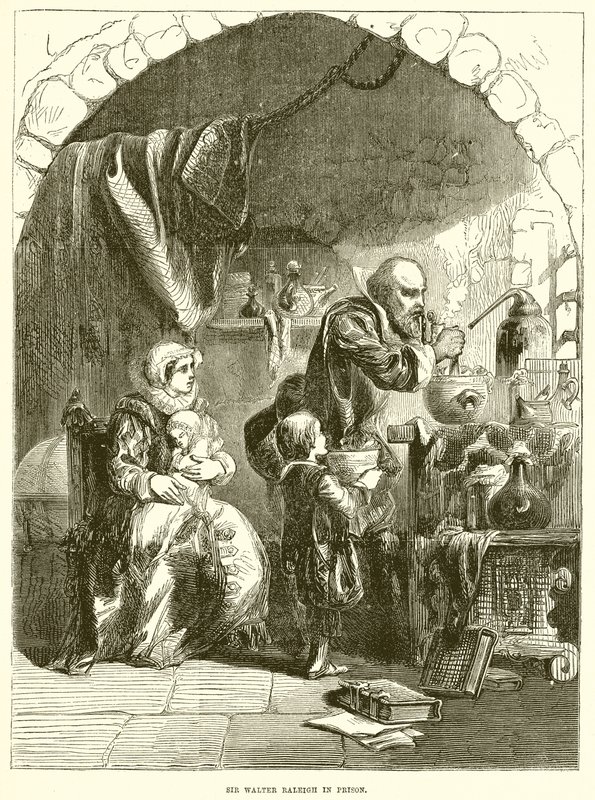 Sir Walter Raleigh w więzieniu autorstwa English School