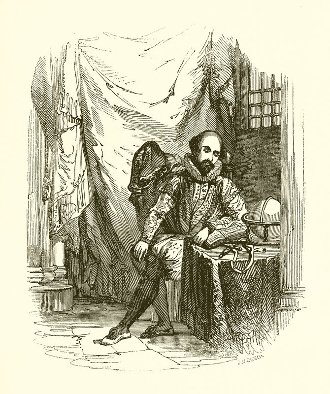 Sir Walter Raleigh w Wieży autorstwa English School