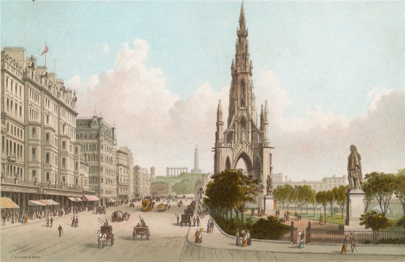 Pomnik Sir Waltera Scotta i Princes Street, Edynburg autorstwa English School