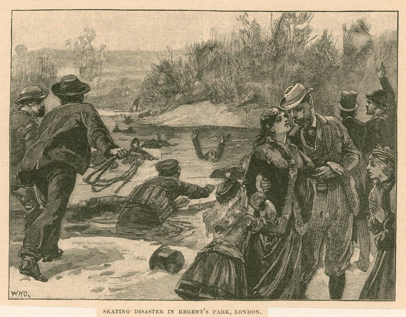 Łyżwiarska katastrofa w Regents Park w Londynie w 1867 r. autorstwa English School
