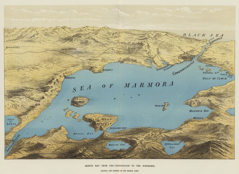 Mapa szkicowa od Dardaneli do Bosforu (chromolit) autorstwa English School