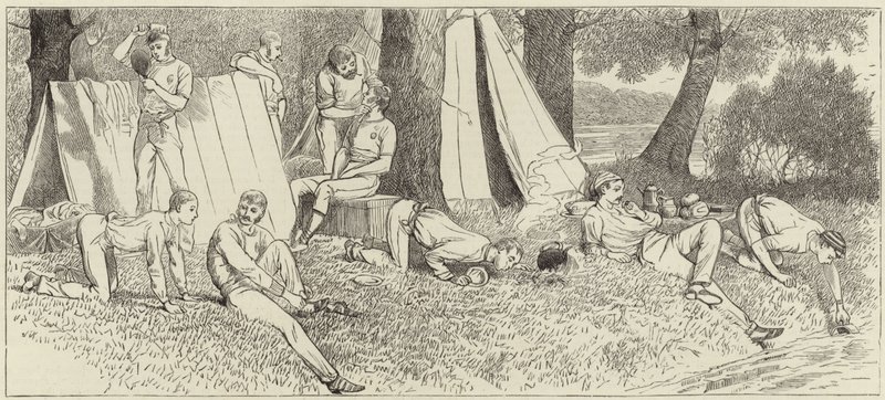 Szkice ze startu pary w Henley Regatta autorstwa English School