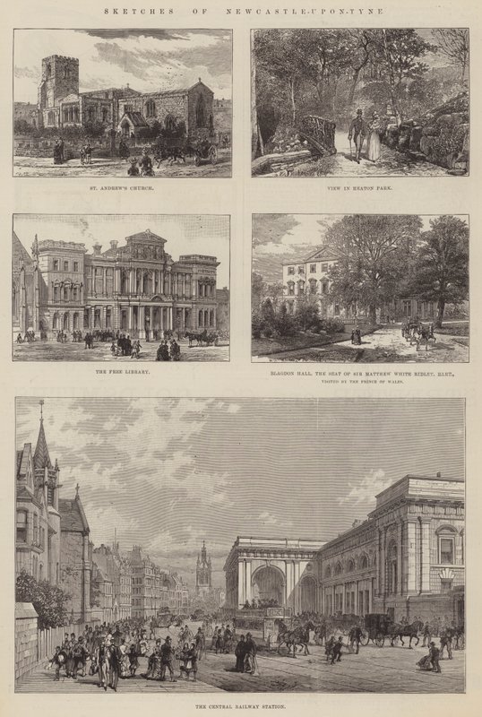 Szkice Newcastle-upon-Tyne (grawerowanie) autorstwa English School