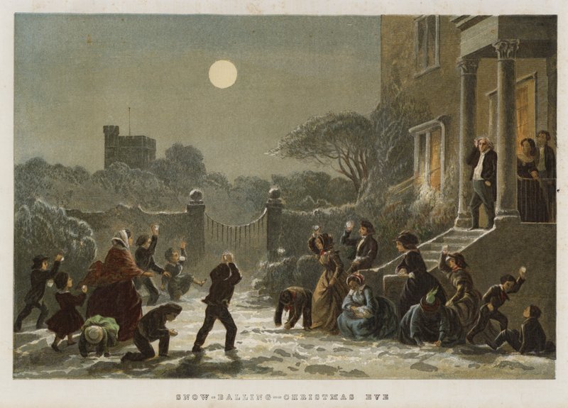 Snow-Balling, Wigilia Bożego Narodzenia (chromolitho) autorstwa English School