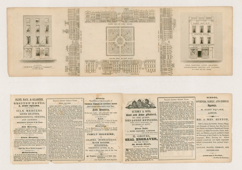 Soho Square, Talliss London Street Views, ok. 1838 r. autorstwa English School