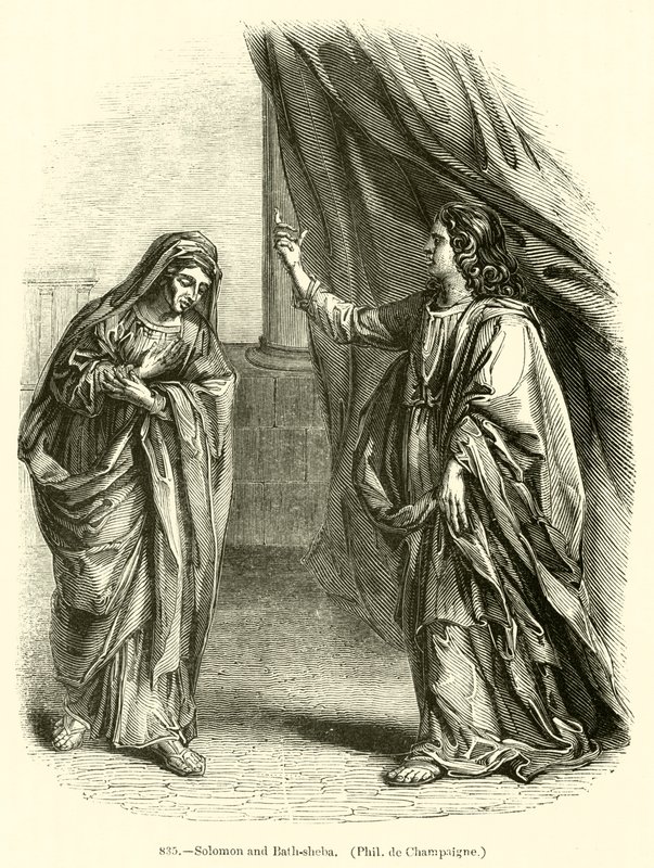 Salomon i Łaźnia-Szeba, Philippe de Champaigne (rycina) autorstwa English School