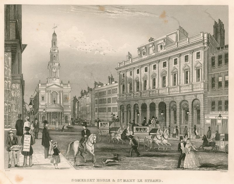 Somerset House i St Mary-le-Strand, The Strand, Londyn autorstwa English School