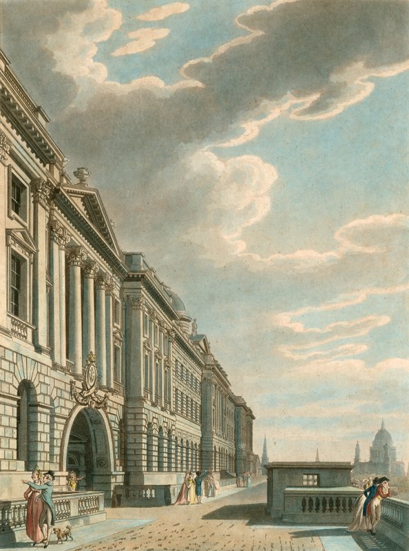 Somerset Terrace wzdłuż Tamizy, Somerset House, The Strand, Londyn autorstwa English School