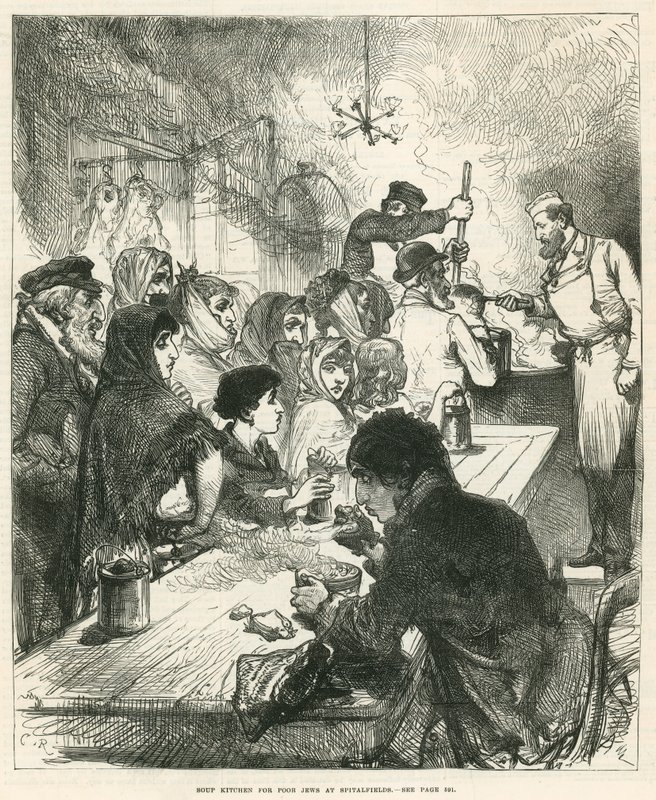 Kuchnia dla biednych żydów w Spitalfields w Londynie autorstwa English School