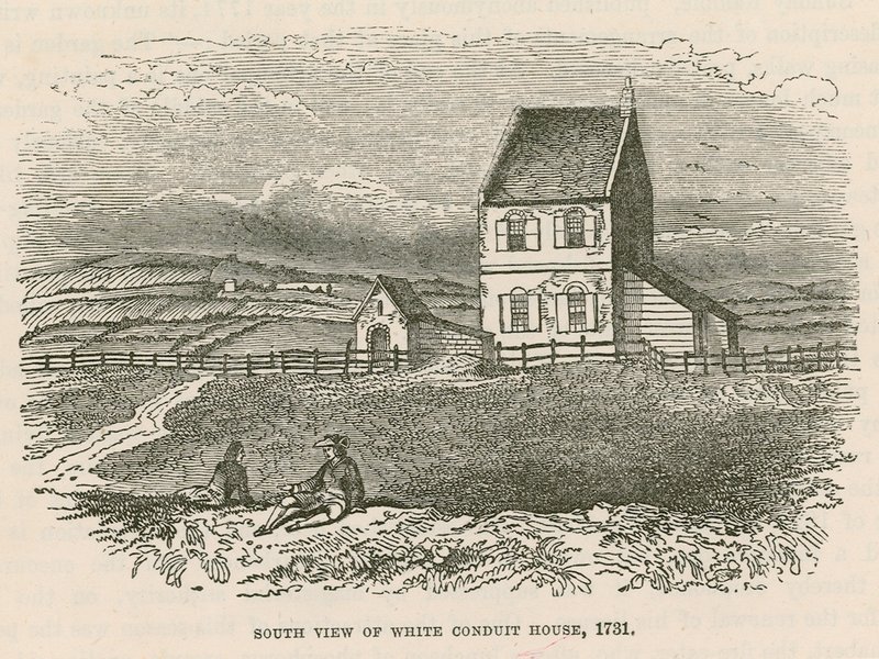 Widok południowy na White Conduit House, Islington, Londyn autorstwa English School